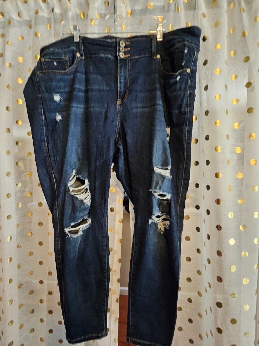 Torrid High Rise Skinny Distressed Jeans Size 24R Dark Wash Plus Size